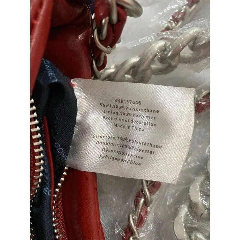 French Connection Dark Cherry Eliza Diamond Quilted Purse - Picture 5 of 5